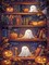 12x16 Inch - Bookshelf Ghost Pumpkin Diamond Painting Kits for Adults